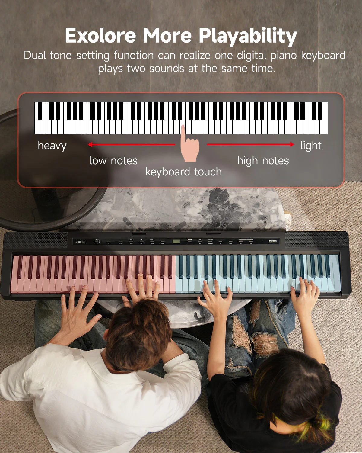 Donner DEP-16 Weighted Digital Piano with Dual-mode Bluetooth - Image 16