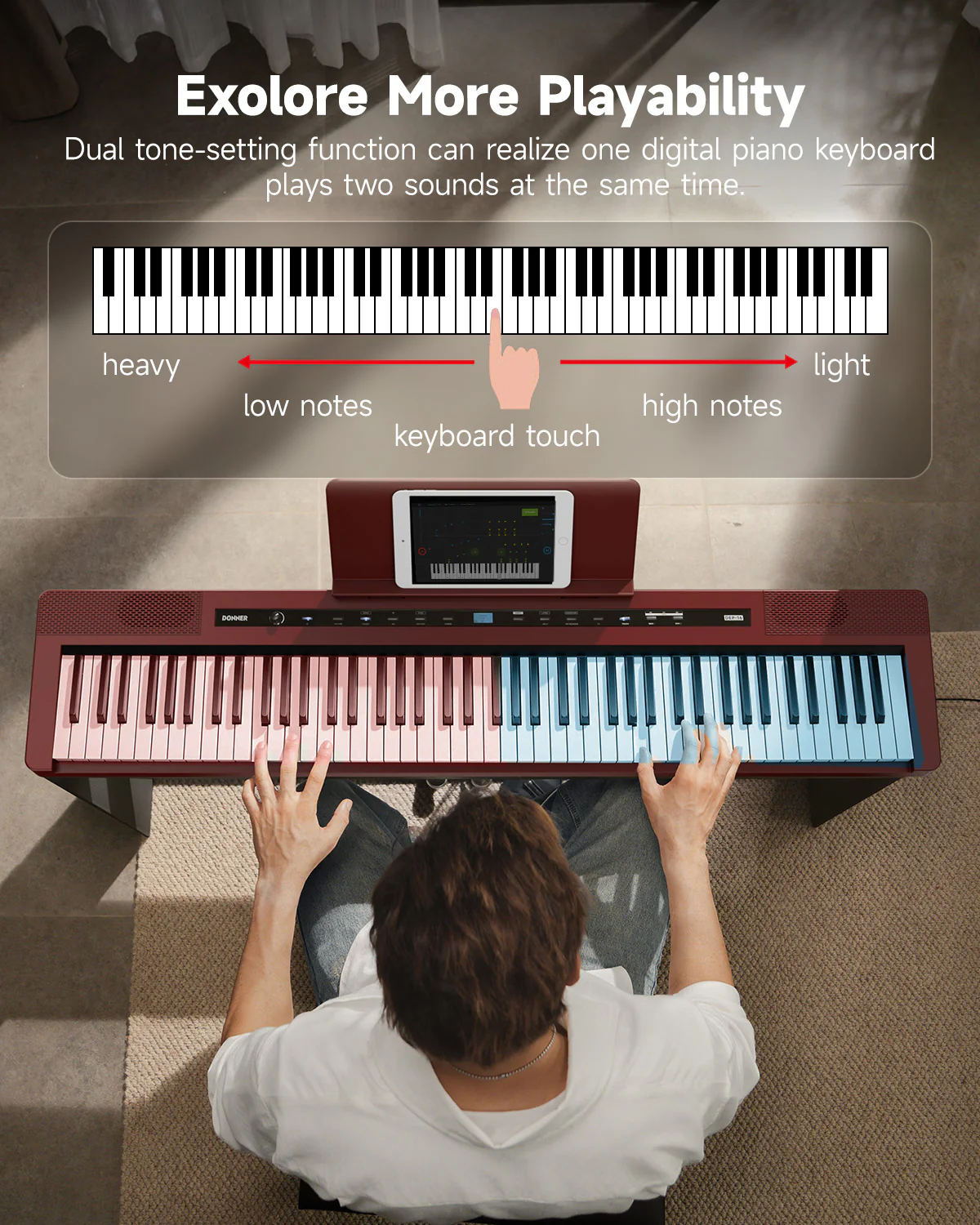 Donner DEP-16 Weighted Digital Piano with Dual-mode Bluetooth - Image 31