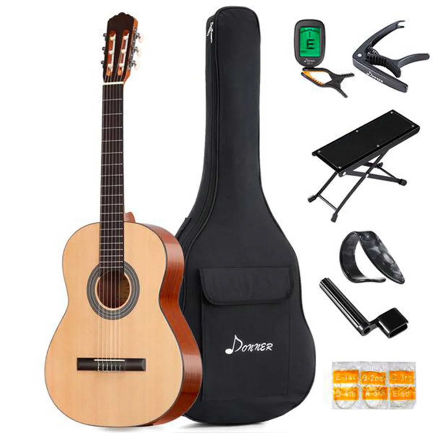Donner DCG-1 39 Inch Classical Right Handed Guitar Spruce Mahogany Body Full Size Beginner Acoustic Classical Guitar Package - Image 13
