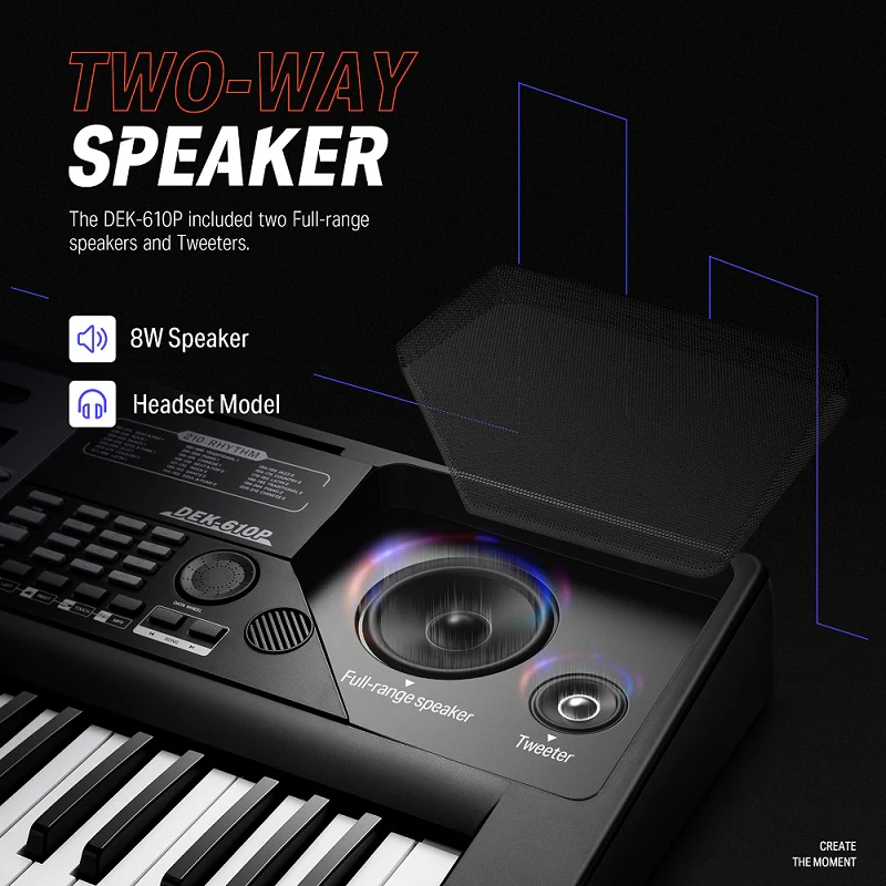 Donner DEK-610P 61 Key Full-Size Force-Sensitive Electronic Keyboard with MIDI Mixer Function LCD Display - Image 4