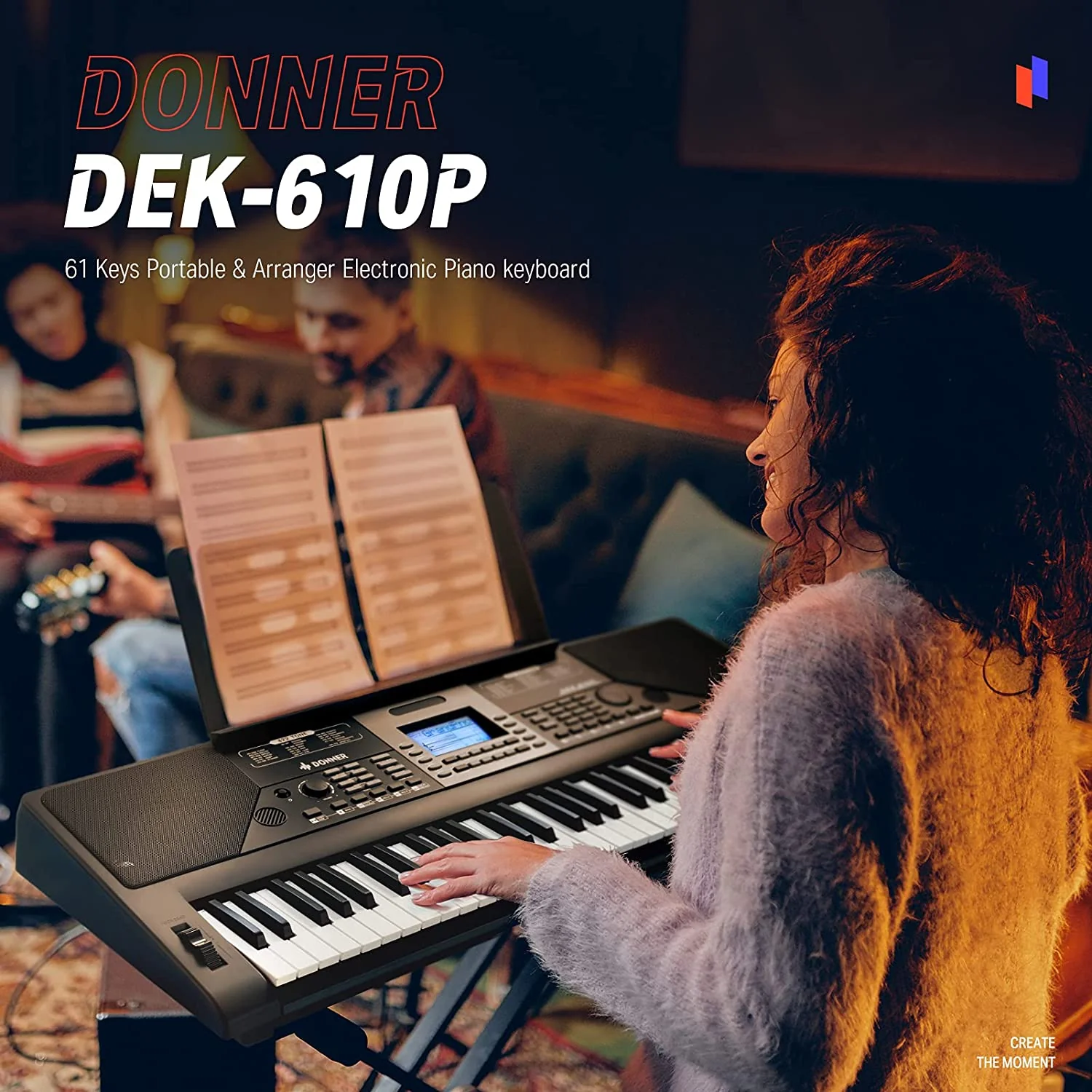 Donner DEK-610P 61 Key Full-Size Force-Sensitive Electronic Keyboard with MIDI Mixer Function LCD Display - Image 7