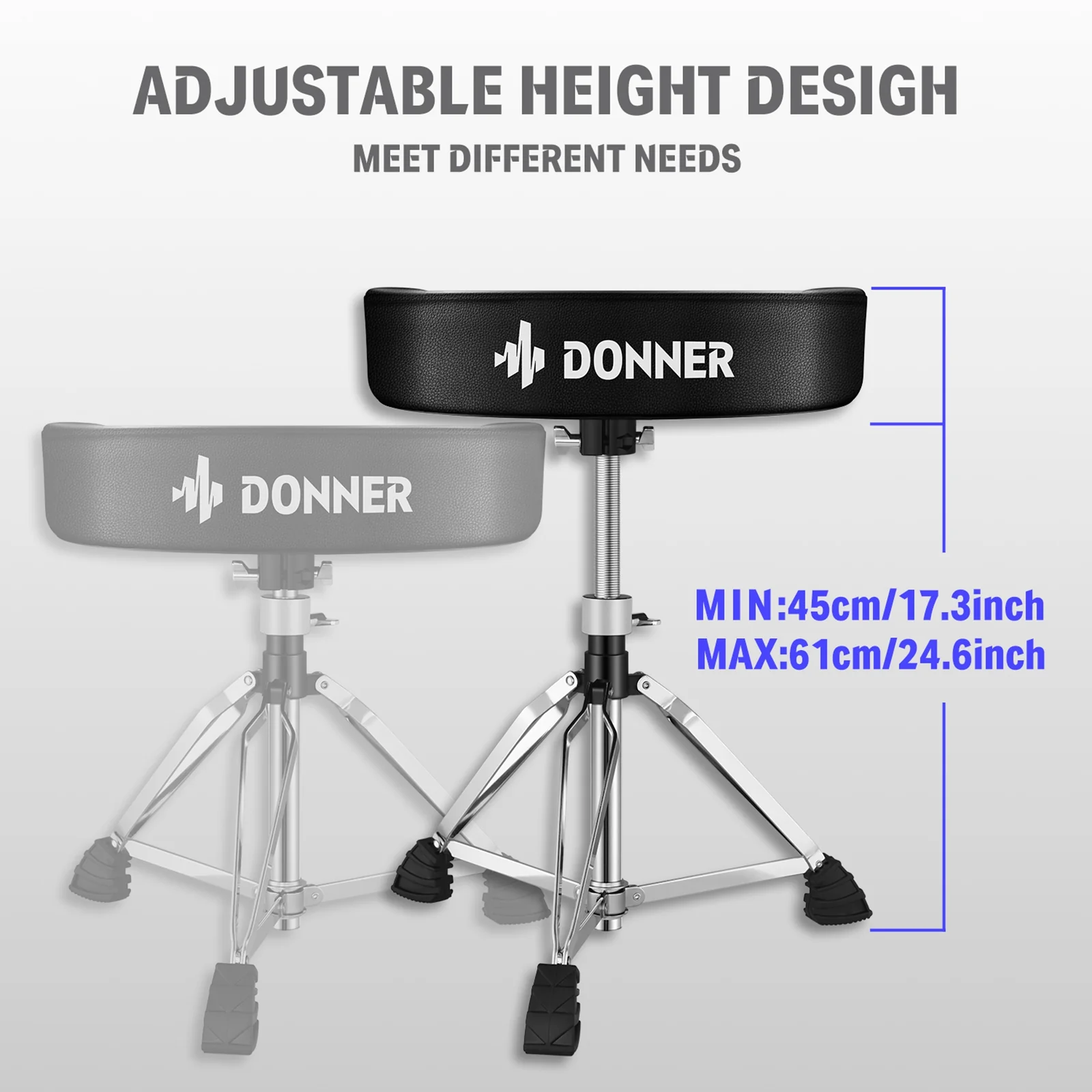Donner Adjustable Cushioned Saddle Drum Throne - Image 5