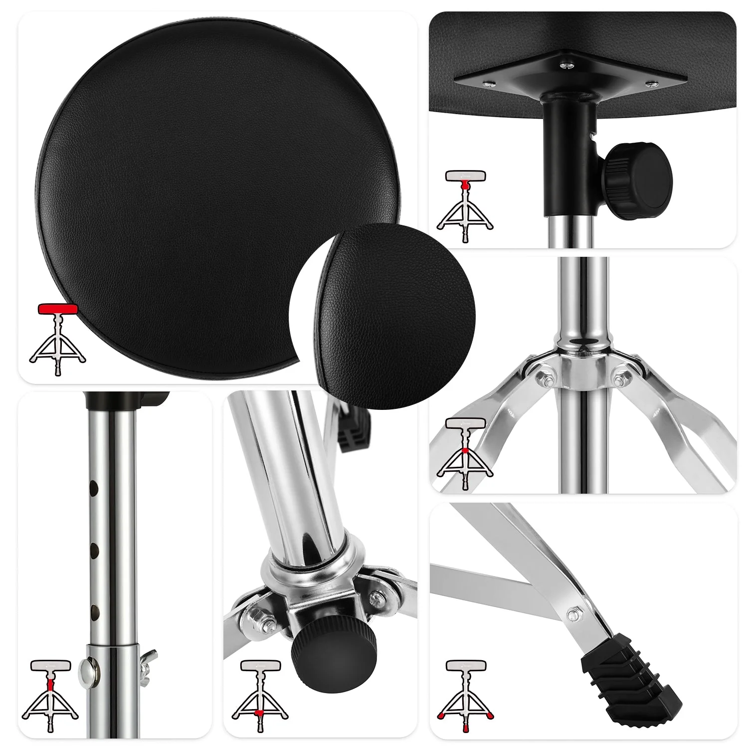 Donner Drum Throne, Padded Drum Seat Portable Height Adjustable for Kids and Adult - Image 4