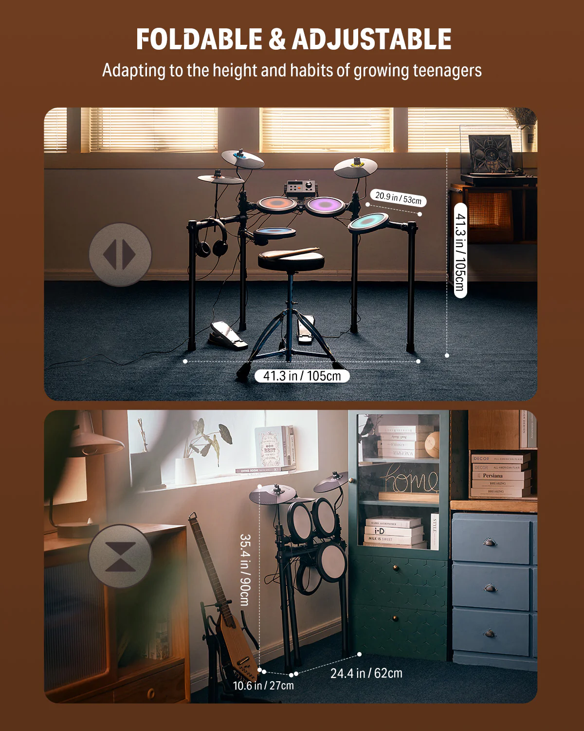 Donner DED-70L Electronic Drum Set with LED Light - Image 10