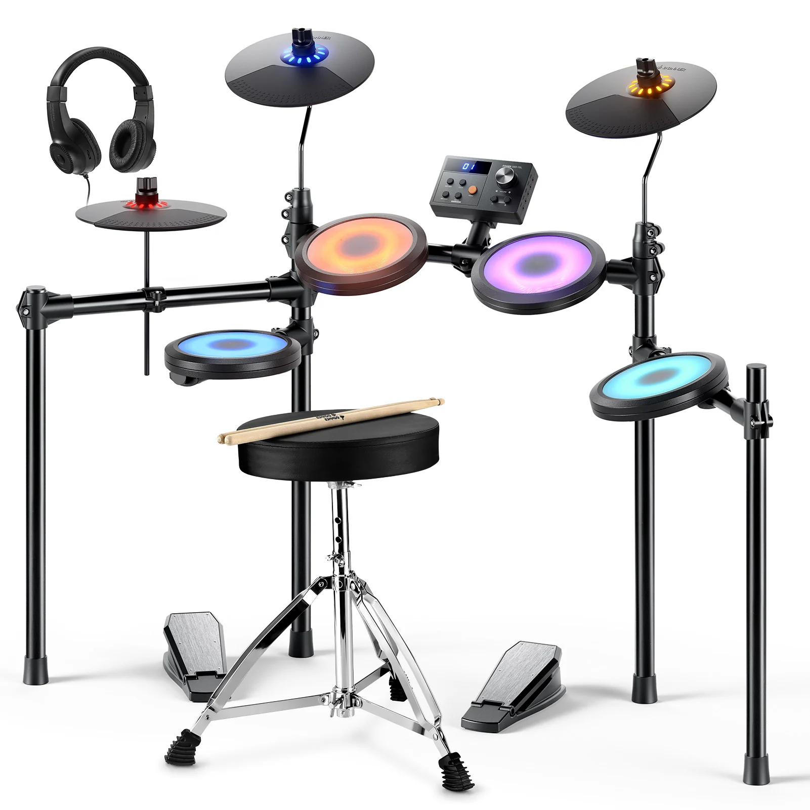 Donner DED-70L Electronic Drum Set with LED Light - Image 13