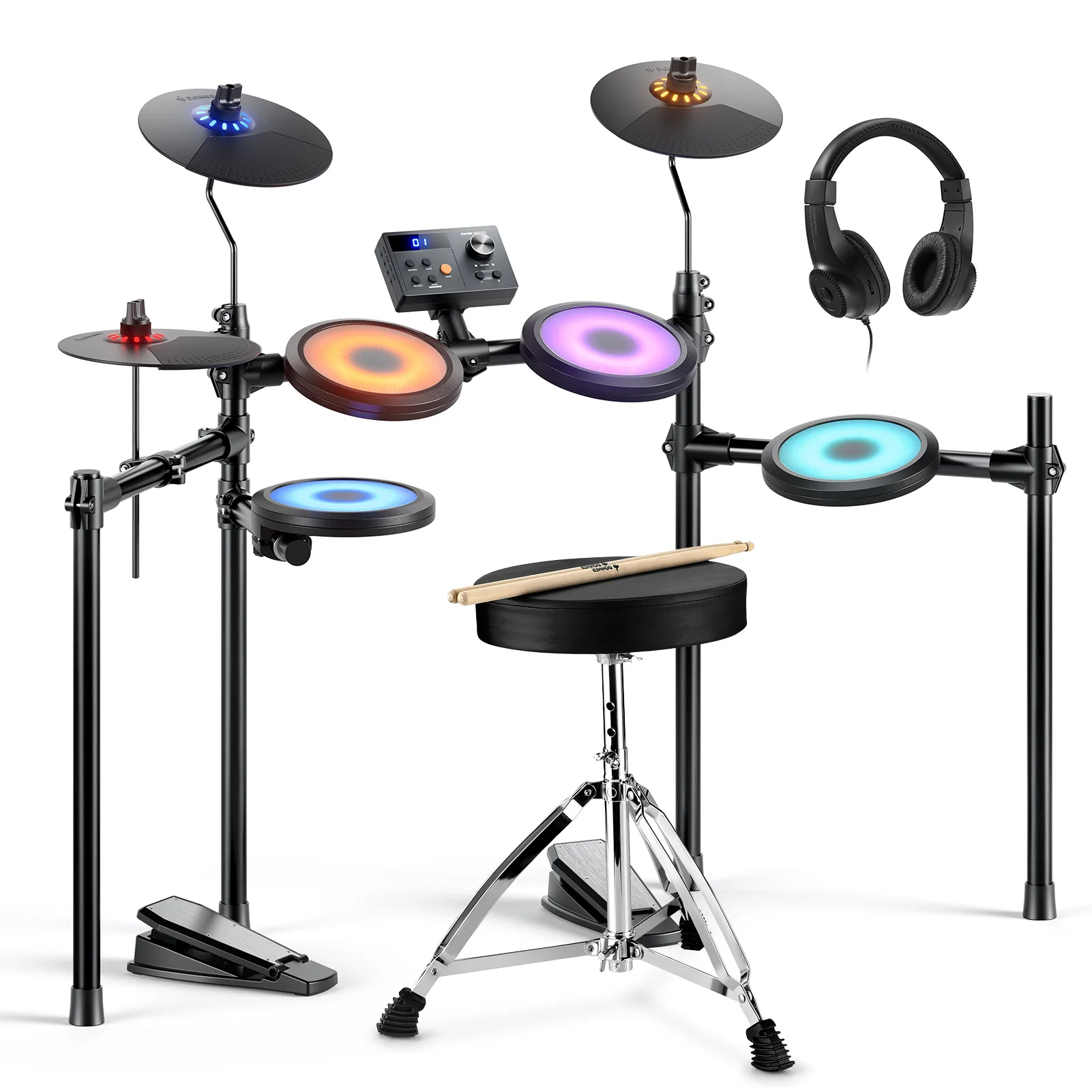Donner DED-70L Electronic Drum Set with LED Light - Image 3