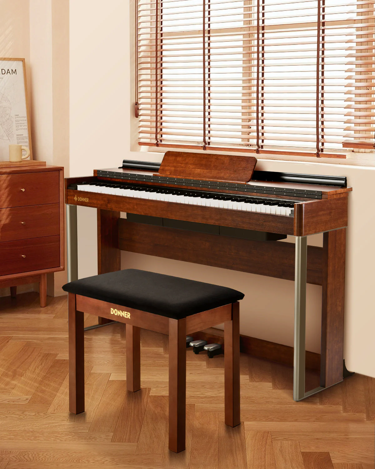 Donner DKB-10 Solid Wood Flip Piano Bench - Image 3