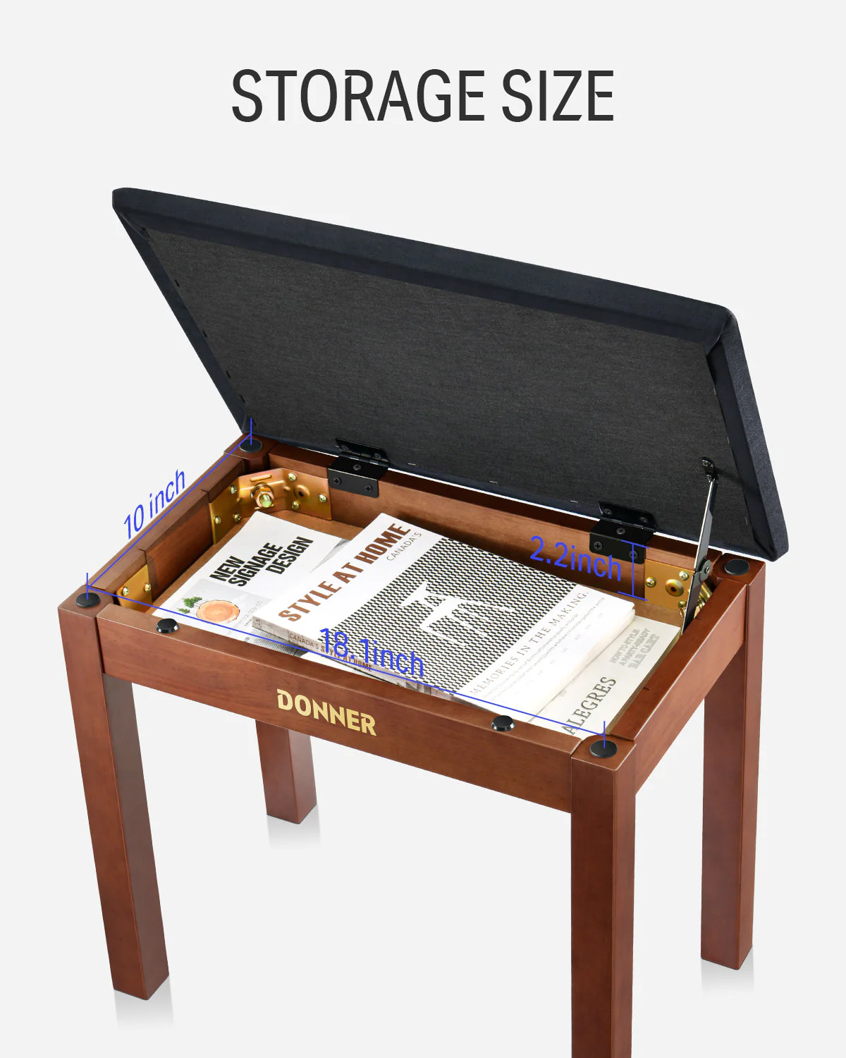 Donner DKB-10 Solid Wood Flip Piano Bench - Image 5