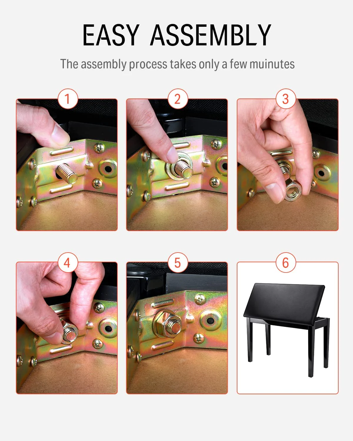 Donner Solid Wood Two-Seater Piano Bench - Image 4