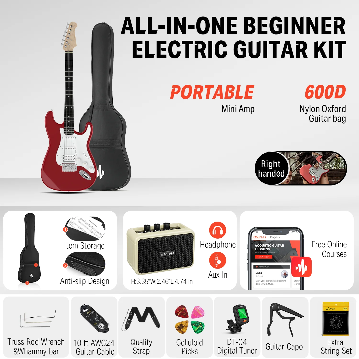 Donner DST-100 HSS Electric Guitar Kit - Image 5
