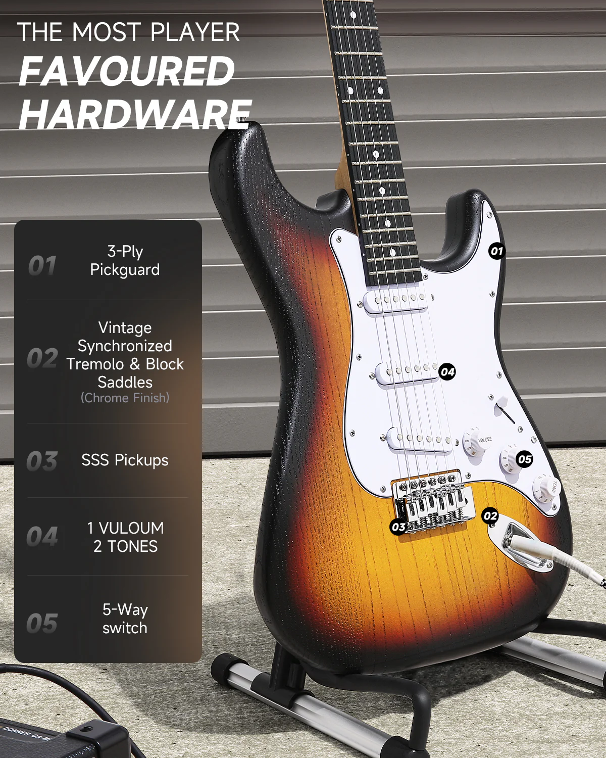 Donner DST-80 Beginner Electric Guitar - Image 6