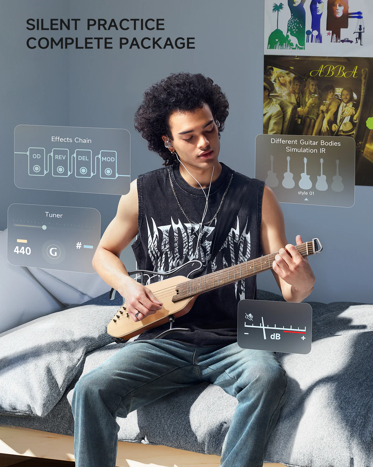 Donner HUSH™ I PRO Acoustic-Electric Travel Guitar - Image 12