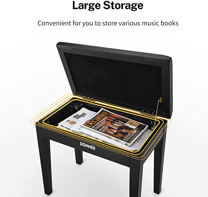 Donner Solid Wood Piano Bench - Image 5