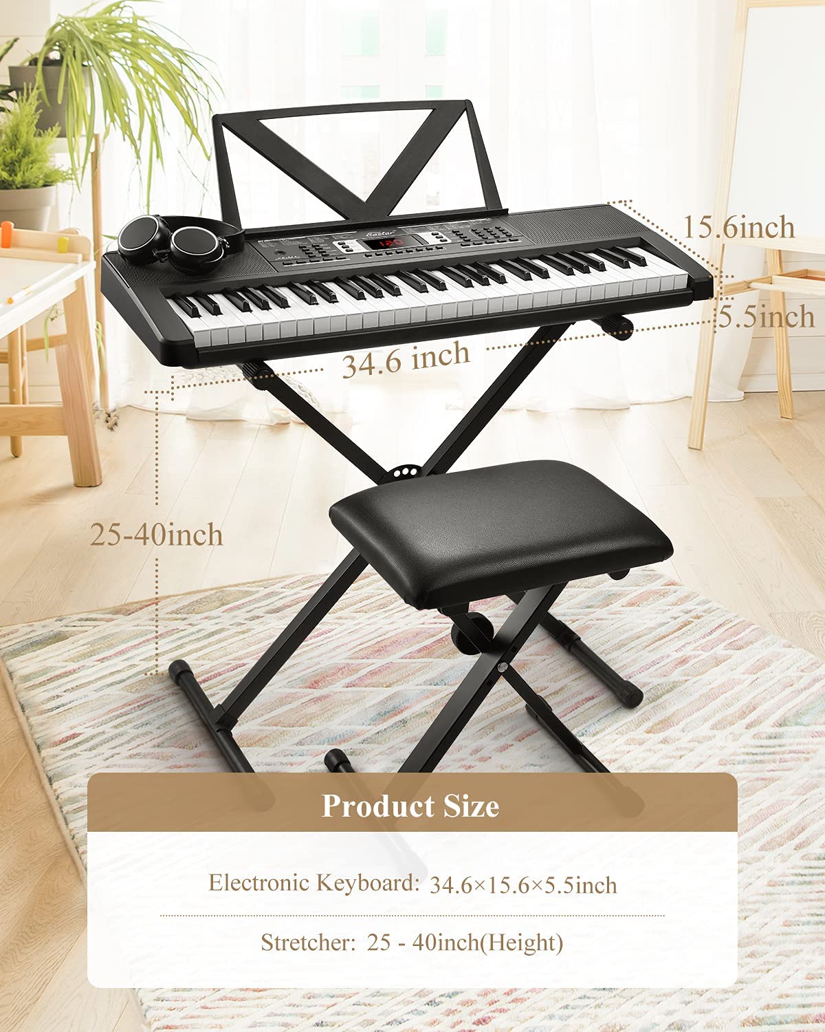 Eastar EK-54A Full-Size 54-Key Electronic  Keyboard Beginner’s Kit - Image 9