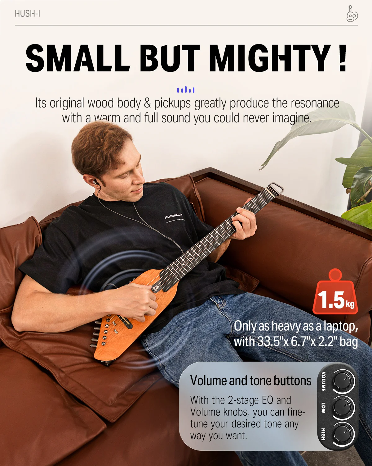 Donner HUSH™ I Acoustic-Electric Travel Guitar - Image 6