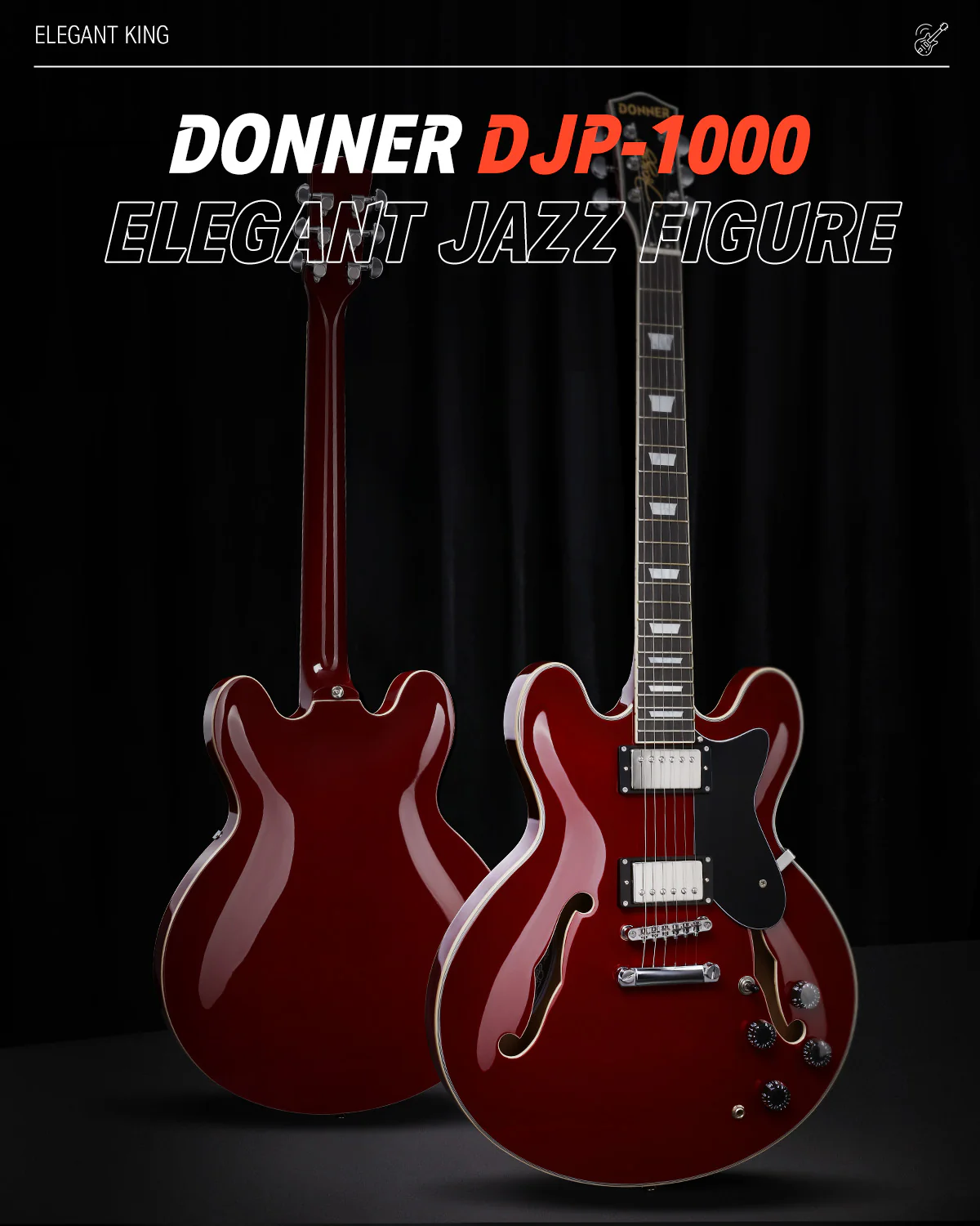 Donner DJP-1000 Electric Jazz Guitar - Image 3