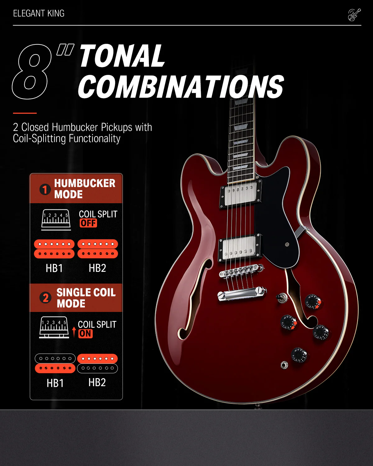 Donner DJP-1000 Electric Jazz Guitar - Image 5